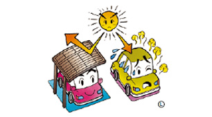 熱線吸収ポリカーボネート屋根は、熱線（近赤外線）をカットするので、車内温度の上昇を抑えます。